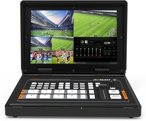 AVMATRIX PVS0403U شاشة 10.1 بوصة IPS FHD محول فيديو متعدد الصيغ مع مايكرو 4 قنوات SDI وHDMI، T-bar/Auto/Cut Transitions، التقاط USB-C للبث in Kuwait