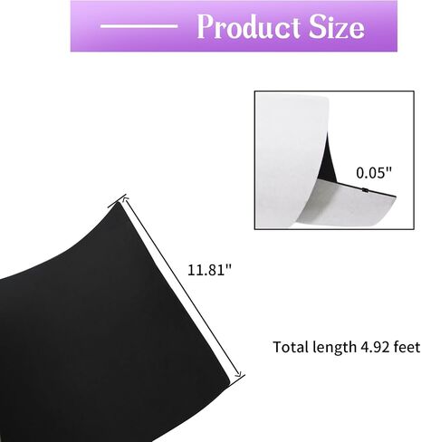 Foam Sheet with Adhesive - 60" x 8" x 1/2" (L*W*T), Black Closed Cell Neoprene Cushion Mat EVA Foam Insulation Padding Soundproof Sheet Roll for Cabinet, DIY Project in Saudi Arabia