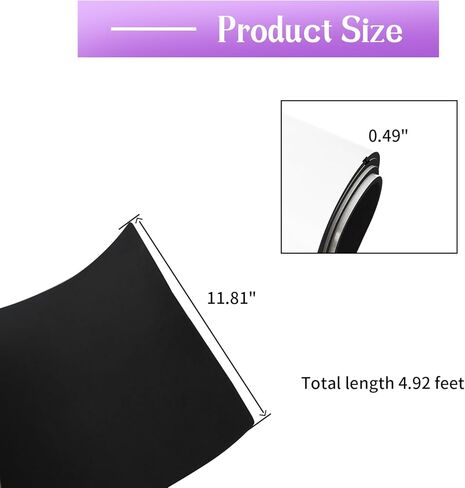 صفائح إسفنجية مع دعامة لاصقة، 11.81 بوصة × 59 بوصة × 1/16 بوصة باللون الأسود، بساط وسادة من النيوبرين ذو خلية مغلقة، بطانة عازلة للصوت من إسفنج EVA، لفات ملاءة عازلة للصوت لمشروعات الحرف اليدوية، سهلة القطع in Kuwait