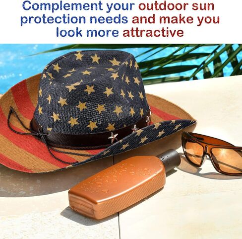 Bonuci 4 Pcs USA American Flag Cowboy Hat Patriotic Cowboy Hat Unisex Vintage Classic Style Western Hat with Shape Brim for Men Women Costume Independence Day Decoration Supplies and Summer Parties in Saudi Arabia
