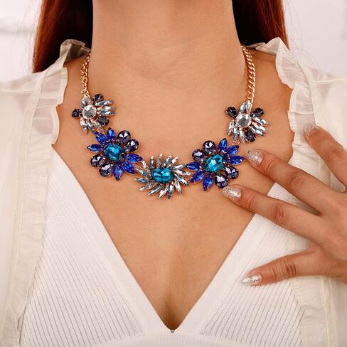 Denifery سباركلي كريستال حجر الراين قلادة الدمعة قلادة الأحجار الكريمة قلادة العروس بيان قلادة حفلة موسيقية القلائد للنساء والفتيات (نمط أ) in Kuwait