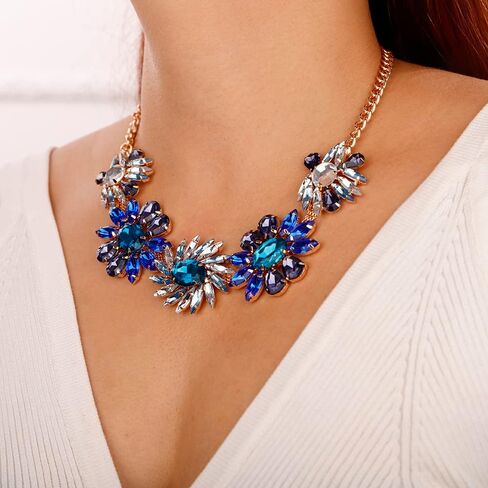 Denifery سباركلي كريستال حجر الراين قلادة الدمعة قلادة الأحجار الكريمة قلادة العروس بيان قلادة حفلة موسيقية القلائد للنساء والفتيات (نمط أ) in Kuwait