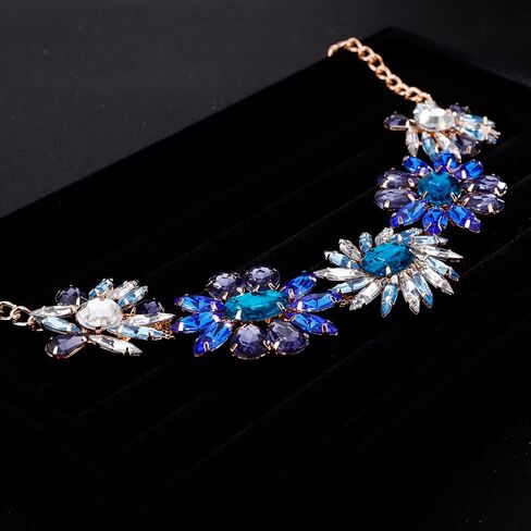 Denifery سباركلي كريستال حجر الراين قلادة الدمعة قلادة الأحجار الكريمة قلادة العروس بيان قلادة حفلة موسيقية القلائد للنساء والفتيات (نمط أ) in Kuwait