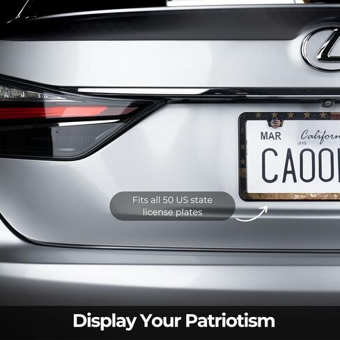 American Flag License Plate Frames for Car, Patriotic USA Stars and Stripes with Screws and Screw Covers, License Plate Frame Holders, Vintage Style (2 Pack) in Saudi Arabia