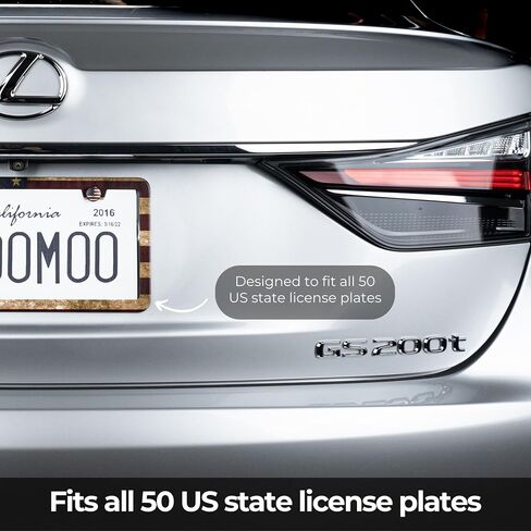American Flag License Plate Frames for Car, Patriotic USA Stars and Stripes with Screws and Screw Covers, License Plate Frame Holders, Vintage Style (2 Pack) in Saudi Arabia