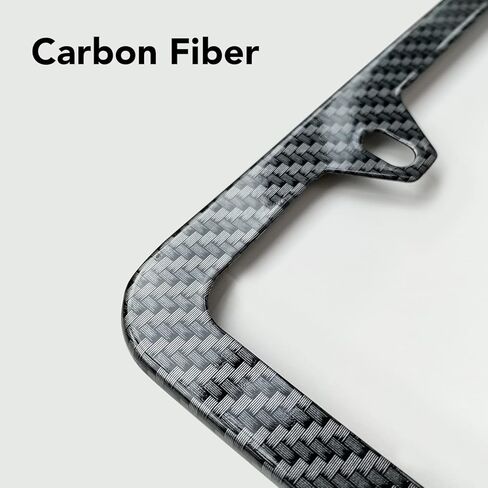 Black carbon fiber license plate frame Aluminum alloy metal license plate cover 2 pack Front & Rear Number Plate Frame Automotive Accessories (Black carbon fiber) in Kuwait