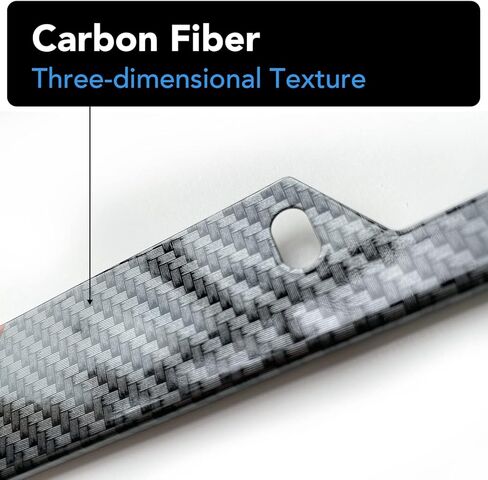 Black carbon fiber license plate frame Aluminum alloy metal license plate cover 2 pack Front & Rear Number Plate Frame Automotive Accessories (Black carbon fiber) in Kuwait
