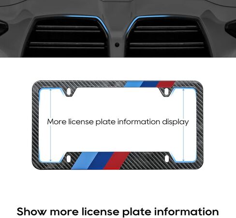 Black carbon fiber license plate frame Aluminum alloy metal license plate cover 2 pack Front & Rear Number Plate Frame Automotive Accessories (Black carbon fiber) in Kuwait