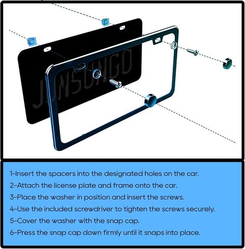 Black carbon fiber license plate frame Aluminum alloy metal license plate cover 2 pack Front & Rear Number Plate Frame Automotive Accessories (Black carbon fiber) in Kuwait