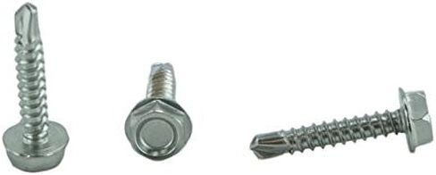 Stainless #6 x 1/2 Inch Hex Washer Head Self Drilling Sheet Metal Tek Screws with Drill Point, 410 Stainless Steel, Self Driller, 100 Pieces (#6 x 1/2 Inch) in Saudi Arabia