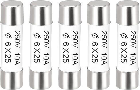uxcell Ceramic Cartridge Fuses 10A 250V 6x25mm Ceramic Fuses Fast Blow Replacement for Amplifier Energy Saving Lamp Ballast 5pcs in Saudi Arabia