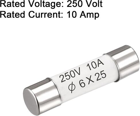 uxcell Ceramic Cartridge Fuses 10A 250V 6x25mm Ceramic Fuses Fast Blow Replacement for Amplifier Energy Saving Lamp Ballast 5pcs in Saudi Arabia