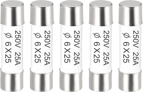 uxcell Ceramic Cartridge Fuses 10A 250V 6x25mm Ceramic Fuses Fast Blow Replacement for Amplifier Energy Saving Lamp Ballast 5pcs in Saudi Arabia