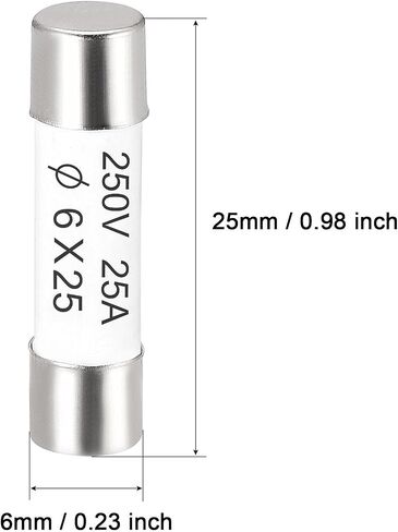 uxcell Ceramic Cartridge Fuses 10A 250V 6x25mm Ceramic Fuses Fast Blow Replacement for Amplifier Energy Saving Lamp Ballast 5pcs in Saudi Arabia