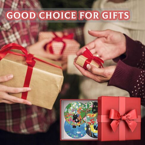 GUYANA 6 قطع من قواعد الأكواب الماسية، أطقم فنية ماسية للقطط من فان جوخ للمبتدئين، للمبتدئين البالغين، مجموعة أدوات الرسم الماسي - هدية مدروسة (3.94 × 3.94 بوصة) in Kuwait