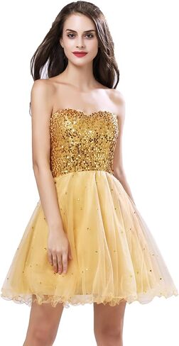 Sarahbridal Womens Short Tullle Sequins Homecoming Dresses Mine Prom Party Gowns in Saudi Arabia