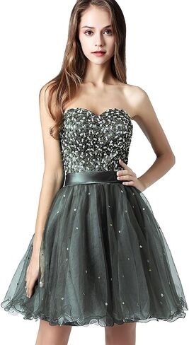 Sarahbridal Womens Short Tullle Sequins Homecoming Dresses Mine Prom Party Gowns in Saudi Arabia