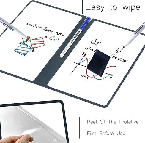 2Pcs Portable Small White Board Dry Erase Board,Reusable Erasable White Board with 3 Dry Erase Pen 2 Erasing Cloth for Business School Home Office (Light Blue&Dark Blue) in Kuwait