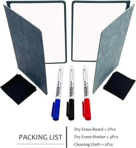 2Pcs Portable Small White Board Dry Erase Board,Reusable Erasable White Board with 3 Dry Erase Pen 2 Erasing Cloth for Business School Home Office (Light Blue&Dark Blue) in Kuwait