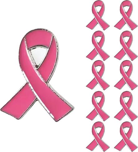 10 قطعة دبابيس للتوعية بسرطان الثدي للنساء الأمل الوردي الشريط دبابيس التلبيب بروش معدني للتعرف على الأعمال الخيرية، والحدث العام، وجمع التبرعات in Kuwait