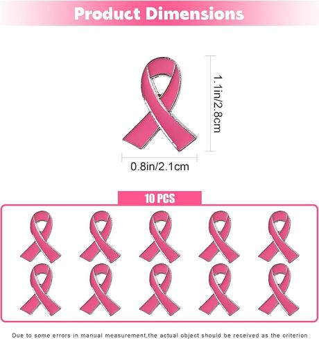 10 قطعة دبابيس للتوعية بسرطان الثدي للنساء الأمل الوردي الشريط دبابيس التلبيب بروش معدني للتعرف على الأعمال الخيرية، والحدث العام، وجمع التبرعات in Kuwait