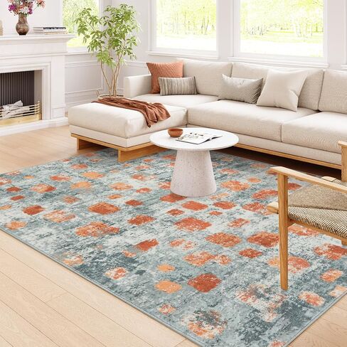 Lahome Abstract Bedroom Rug, Soft 4x6 Rug Ultra-Thin Non Slip Living Room Rugs, Boho Washable Rugs Stain Resistant Brown Rug Throw Carpet for Dining Room Office Hardwood Floor(4'x6', Brown) in Saudi Arabia