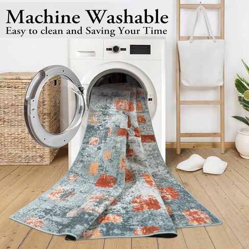 Lahome Abstract Bedroom Rug, Soft 4x6 Rug Ultra-Thin Non Slip Living Room Rugs, Boho Washable Rugs Stain Resistant Brown Rug Throw Carpet for Dining Room Office Hardwood Floor(4'x6', Brown) in Saudi Arabia