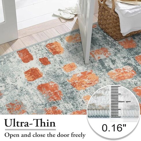 Lahome Abstract Bedroom Rug, Soft 4x6 Rug Ultra-Thin Non Slip Living Room Rugs, Boho Washable Rugs Stain Resistant Brown Rug Throw Carpet for Dining Room Office Hardwood Floor(4'x6', Brown) in Saudi Arabia