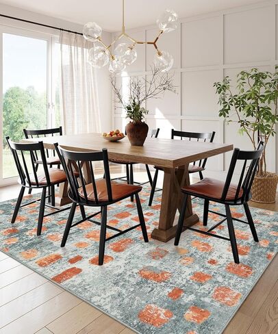 Lahome Abstract Bedroom Rug, Soft 4x6 Rug Ultra-Thin Non Slip Living Room Rugs, Boho Washable Rugs Stain Resistant Brown Rug Throw Carpet for Dining Room Office Hardwood Floor(4'x6', Brown) in Saudi Arabia
