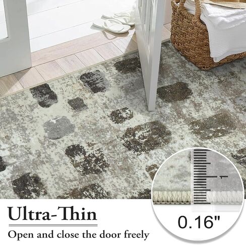 Lahome Abstract Bedroom Rug, Soft 4x6 Rug Ultra-Thin Non Slip Living Room Rugs, Boho Washable Rugs Stain Resistant Brown Rug Throw Carpet for Dining Room Office Hardwood Floor(4'x6', Brown) in Saudi Arabia
