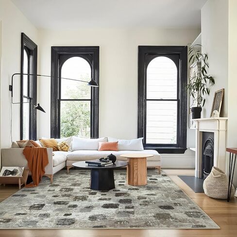 Lahome Abstract Bedroom Rug, Soft 4x6 Rug Ultra-Thin Non Slip Living Room Rugs, Boho Washable Rugs Stain Resistant Brown Rug Throw Carpet for Dining Room Office Hardwood Floor(4'x6', Brown) in Saudi Arabia