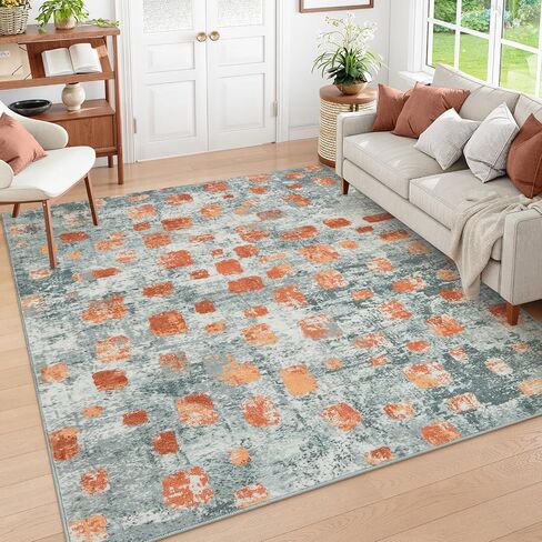 Lahome Abstract Bedroom Rug, Soft 4x6 Rug Ultra-Thin Non Slip Living Room Rugs, Boho Washable Rugs Stain Resistant Brown Rug Throw Carpet for Dining Room Office Hardwood Floor(4'x6', Brown) in Saudi Arabia