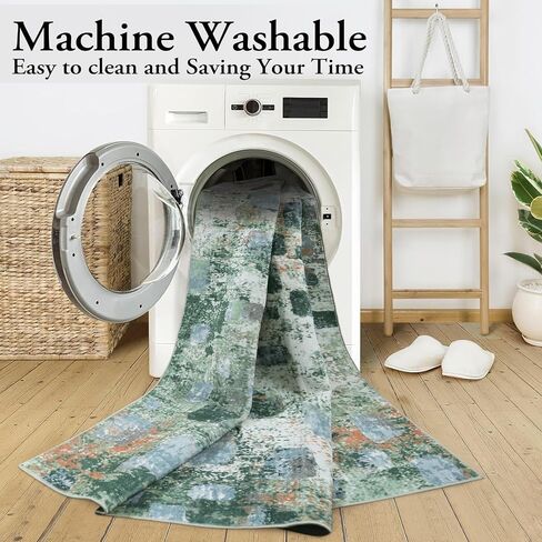 Lahome Abstract Bedroom Rug, Soft 4x6 Rug Ultra-Thin Non Slip Living Room Rugs, Boho Washable Rugs Stain Resistant Brown Rug Throw Carpet for Dining Room Office Hardwood Floor(4'x6', Brown) in Saudi Arabia