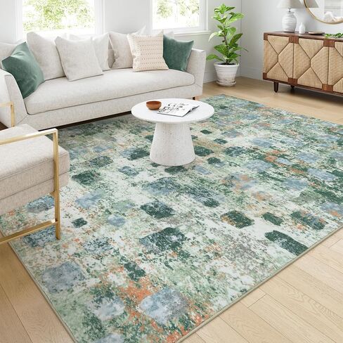 Lahome Abstract Bedroom Rug, Soft 4x6 Rug Ultra-Thin Non Slip Living Room Rugs, Boho Washable Rugs Stain Resistant Brown Rug Throw Carpet for Dining Room Office Hardwood Floor(4'x6', Brown) in Saudi Arabia
