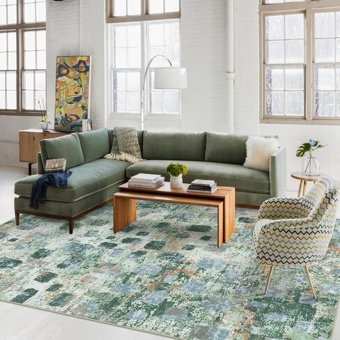 Lahome Abstract Bedroom Rug, Soft 4x6 Rug Ultra-Thin Non Slip Living Room Rugs, Boho Washable Rugs Stain Resistant Brown Rug Throw Carpet for Dining Room Office Hardwood Floor(4'x6', Brown) in Saudi Arabia