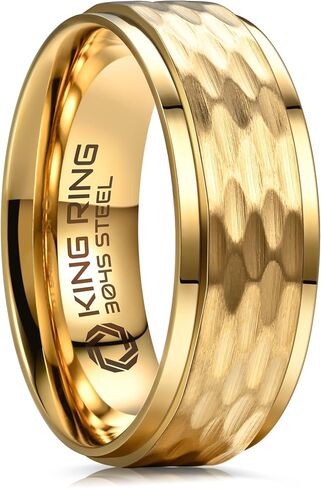 حلقات King Ring مقاس 8 مم مطروقة - خواتم رجالية من الفولاذ المقاوم للصدأ مصقول للغاية - مصممة في الولايات المتحدة الأمريكية in Kuwait