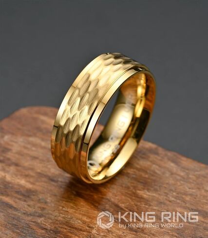 حلقات King Ring مقاس 8 مم مطروقة - خواتم رجالية من الفولاذ المقاوم للصدأ مصقول للغاية - مصممة في الولايات المتحدة الأمريكية in Kuwait