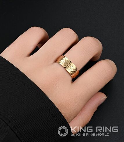 حلقات King Ring مقاس 8 مم مطروقة - خواتم رجالية من الفولاذ المقاوم للصدأ مصقول للغاية - مصممة في الولايات المتحدة الأمريكية in Kuwait