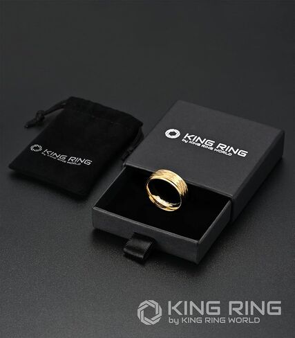حلقات King Ring مقاس 8 مم مطروقة - خواتم رجالية من الفولاذ المقاوم للصدأ مصقول للغاية - مصممة في الولايات المتحدة الأمريكية in Kuwait