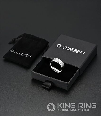 حلقات King Ring مقاس 8 مم مطروقة - خواتم رجالية من الفولاذ المقاوم للصدأ مصقول للغاية - مصممة في الولايات المتحدة الأمريكية in Kuwait