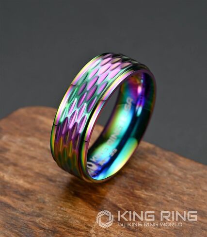 حلقات King Ring مقاس 8 مم مطروقة - خواتم رجالية من الفولاذ المقاوم للصدأ مصقول للغاية - مصممة في الولايات المتحدة الأمريكية in Kuwait