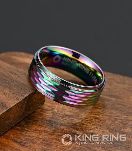 حلقات King Ring مقاس 8 مم مطروقة - خواتم رجالية من الفولاذ المقاوم للصدأ مصقول للغاية - مصممة في الولايات المتحدة الأمريكية in Kuwait