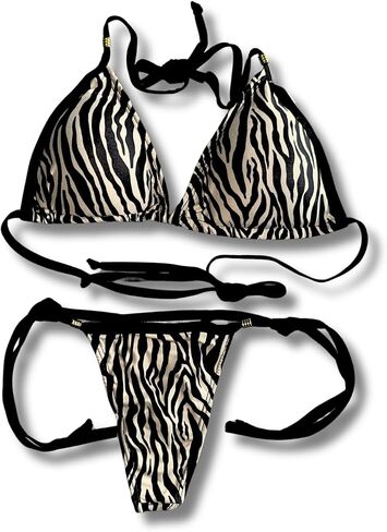 Women Tanning Bikini Two Piece Swimsuit, Triangle Padded Top Tie, Thong Bottom in Saudi Arabia