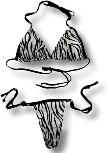 Women Tanning Bikini Two Piece Swimsuit, Triangle Padded Top Tie, Thong Bottom in Saudi Arabia