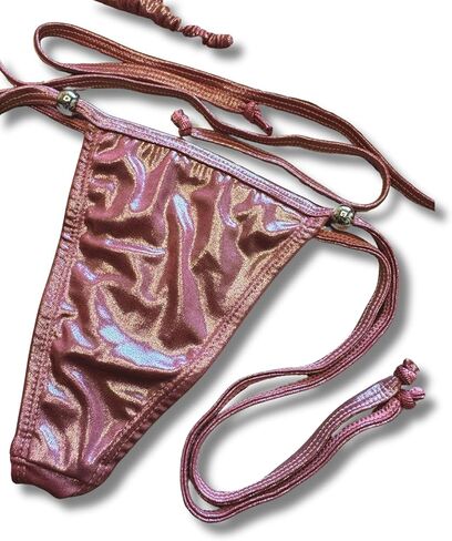 Women Tanning Bikini Two Piece Swimsuit, Triangle Padded Top Tie, Thong Bottom in Saudi Arabia