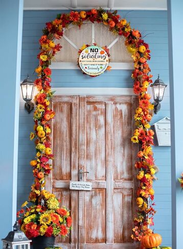 WaaHome مضحك لا علامة التماس للمنزل، 11.3 "الخريف موضوع الأصدقاء الأسرة والتسليم علامة ترحيب للمنزل سقوط الباب الأمامي إكليل الجدار الزينة، مزرعة لا علامة التماس للمنزل الخريف in Kuwait