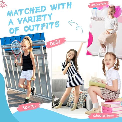Eocom Girls Socks Little Kids Crew Socks Cotton Cute Youth Dress Socks 6 Pairs in Saudi Arabia