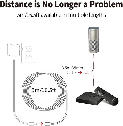 Tonton 21W 10Ft Extension Cable 15V for Ring Solar Panel and Super Solar Panel, Google Nest WiFi AC2200 Router 2nd Gen, Google Nest Home Hub, Echo 1st 2nd Gen, Echo Show Echo Plus, Look, Link Fire TV in Saudi Arabia