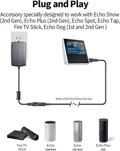 Tonton 21W 10Ft Extension Cable 15V for Ring Solar Panel and Super Solar Panel, Google Nest WiFi AC2200 Router 2nd Gen, Google Nest Home Hub, Echo 1st 2nd Gen, Echo Show Echo Plus, Look, Link Fire TV in Saudi Arabia