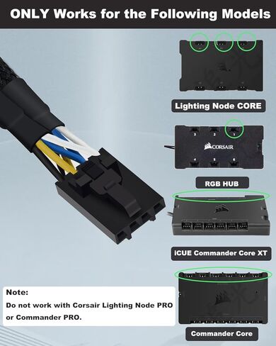 موزع COMeap RGB لمحور Corsair RGB، وعقدة الإضاءة الأساسية وقائد iCUE CORE XT، وكابل تمديد مروحة 4 دبوس ذكر إلى أنثى لمروحة Corsair RGB ML/LL/QL/SP/HD 9 بوصات in Kuwait